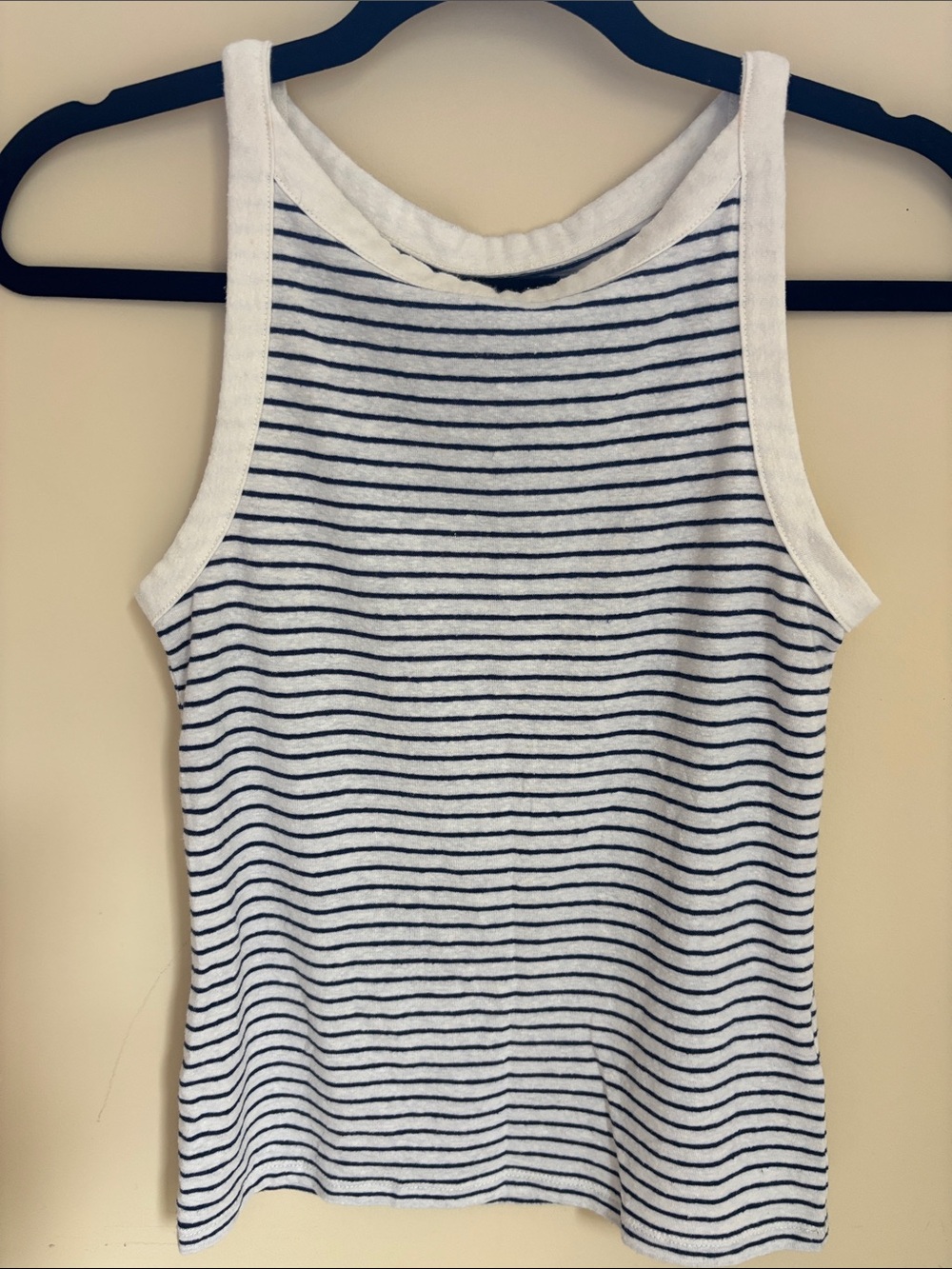 J. Crew White and Navy Striped Tank Top